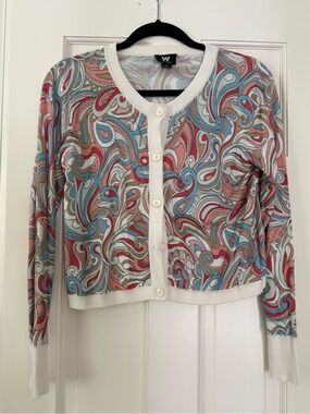 Multi-Color Swirl Print W by worth  Cardigan Sweater